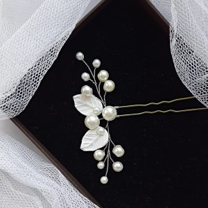 Small hair pin pearl and leaves Bridal hair piece Mini hair pins