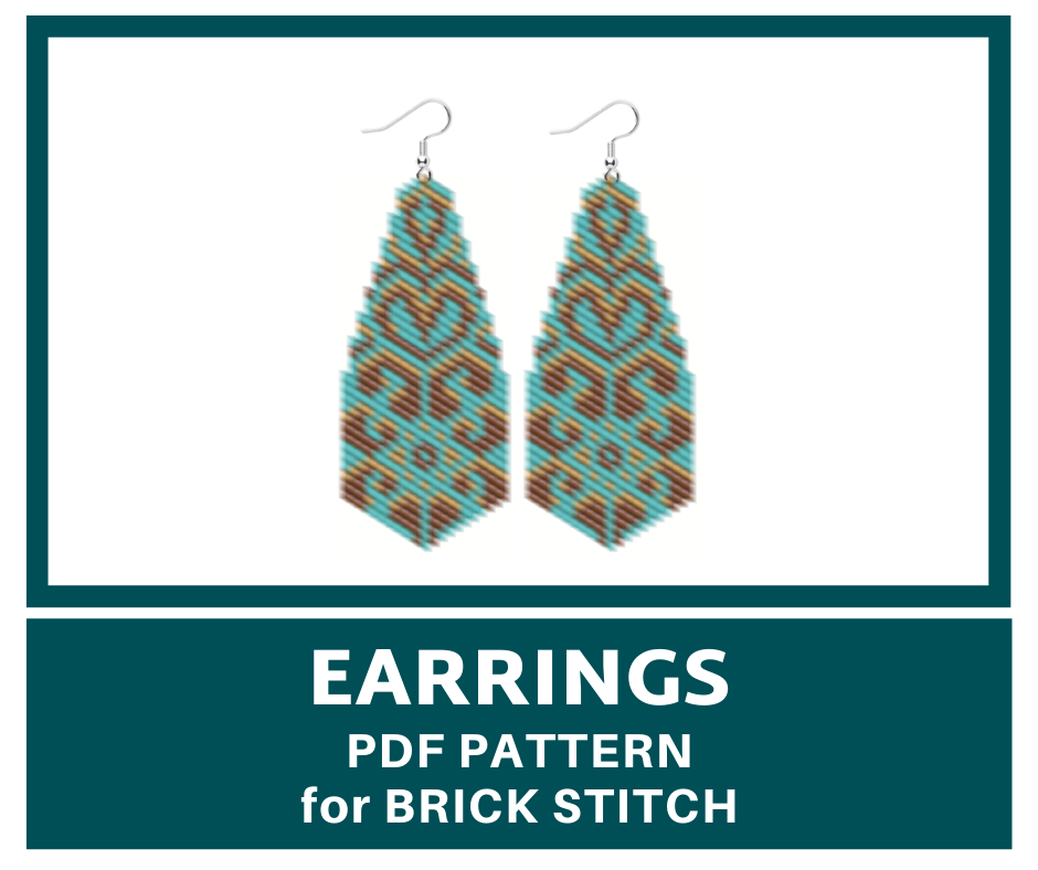 Turquoise earrings brick stitch bead pattern