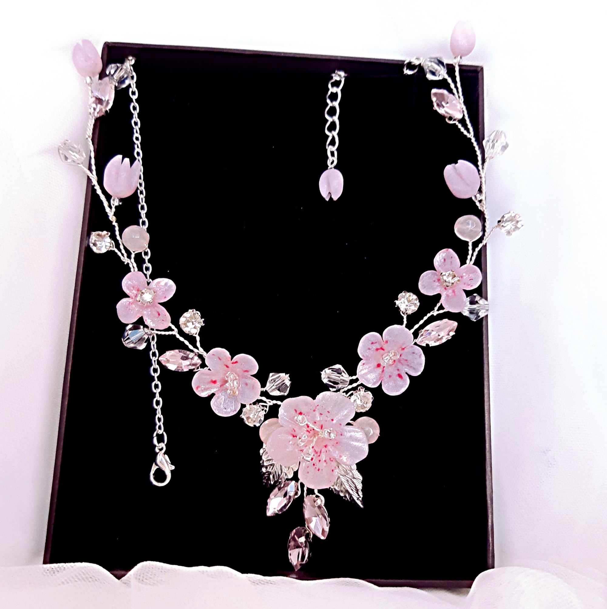 50pcs Cherry Blossom Pendant Enamel Flower Charms Jewelry Making Accessories for DIY Necklace Bracelet,14 * 17mm,5 Colors