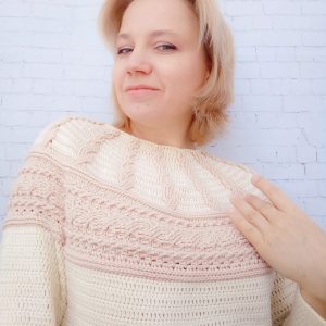 Top down cable yoke women pullover crochet pattern – pullover Susanna