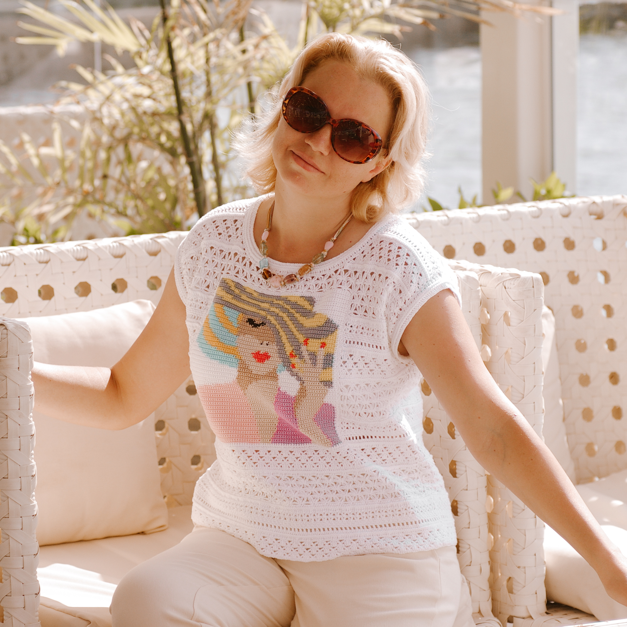 Tapestry women summer crochet t-shirt pattern with diagrams