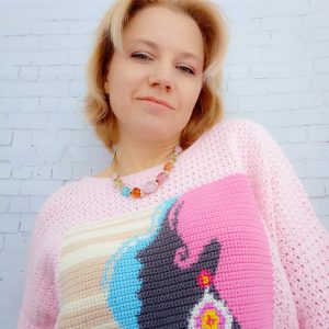 Intarsia oversized sweater Gloria crochet pattern