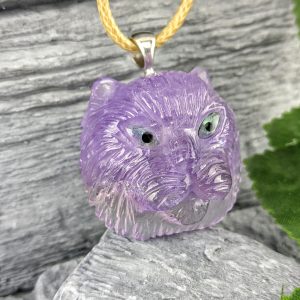 Amethyst carved cat pendant