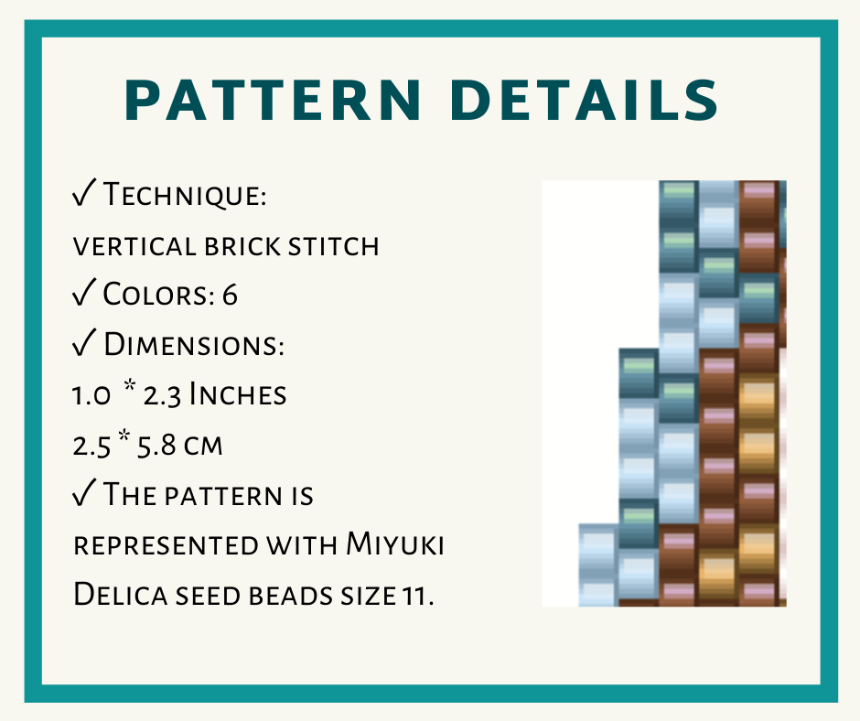 Blue beaded earrings pattern for brick stitch 2 earringsbeadpattern