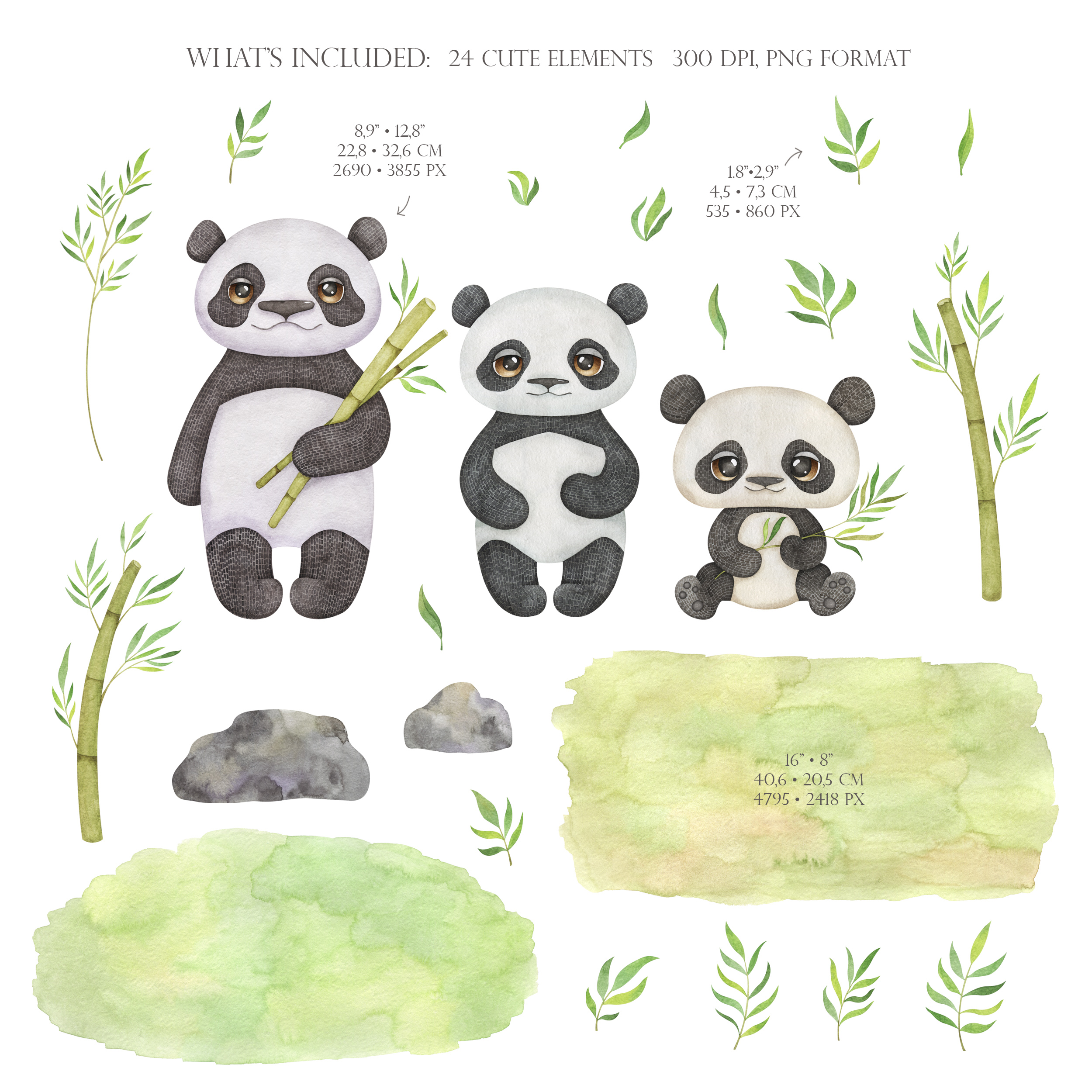 Watercolor panda family clipart. Cute dad, mom, baby clip art 2 Watercolor panda family clipart. Cute dad, mom, baby clip art - Image 2