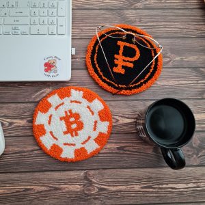 Bitcoin coins coaster set of 2. Unique Home office decor ideas