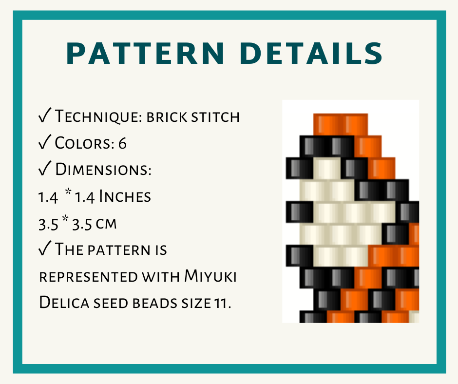 Beaded tiger earrings pattern for brick stitch 2 earringsbeadpattern
