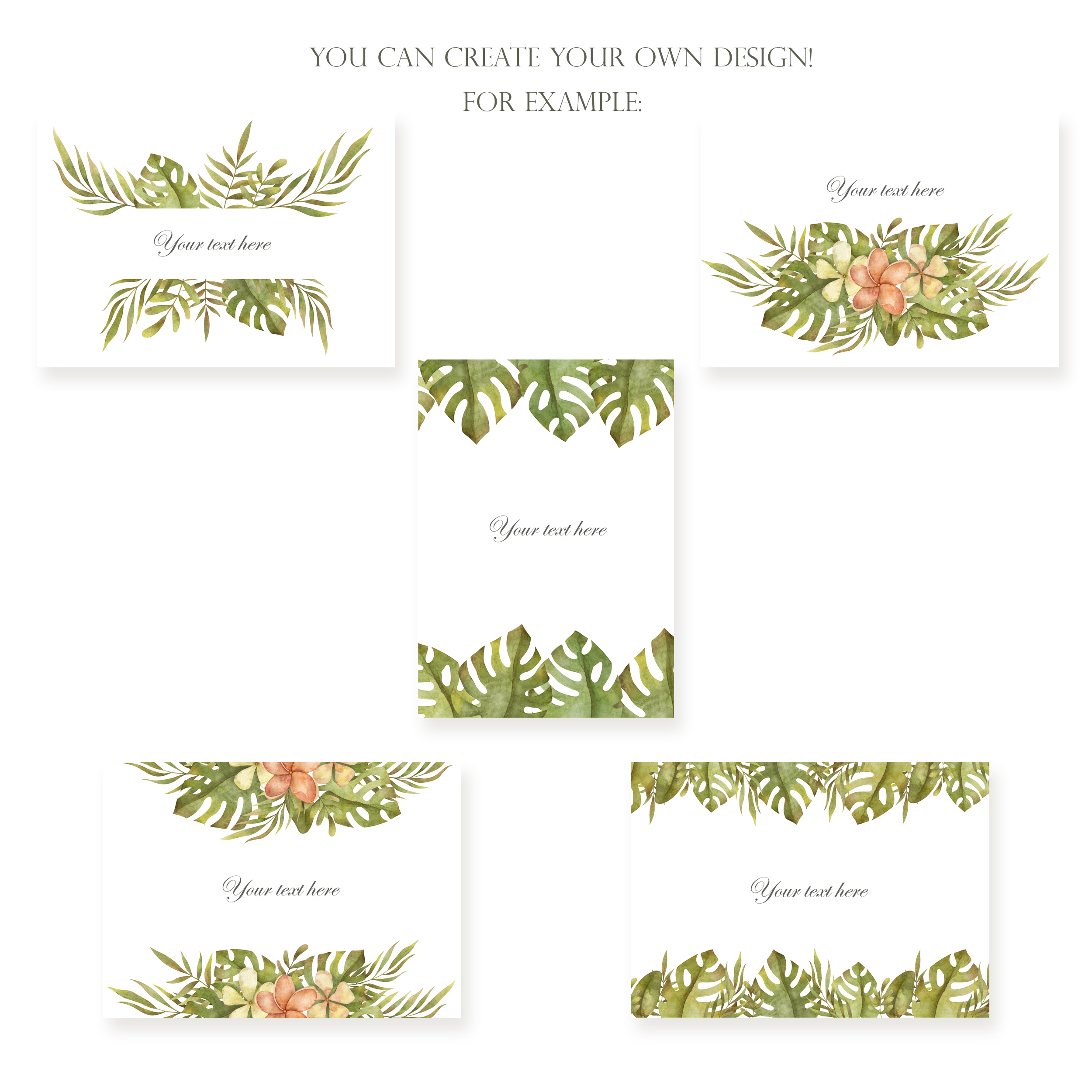 Watercolor jungle border clipart. Summer floral frame and wreath 3 Watercolor jungle border clipart. Summer floral frame and wreath - Image 3