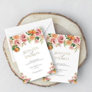 SUMMER BLOSSOM watercolor wedding invitation set