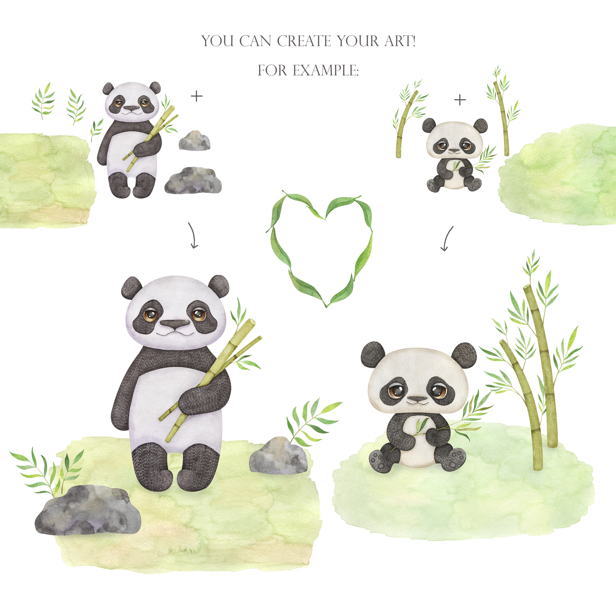 Watercolor panda family clipart. Cute dad, mom, baby clip art 4 Watercolor panda family clipart. Cute dad, mom, baby clip art - Image 4