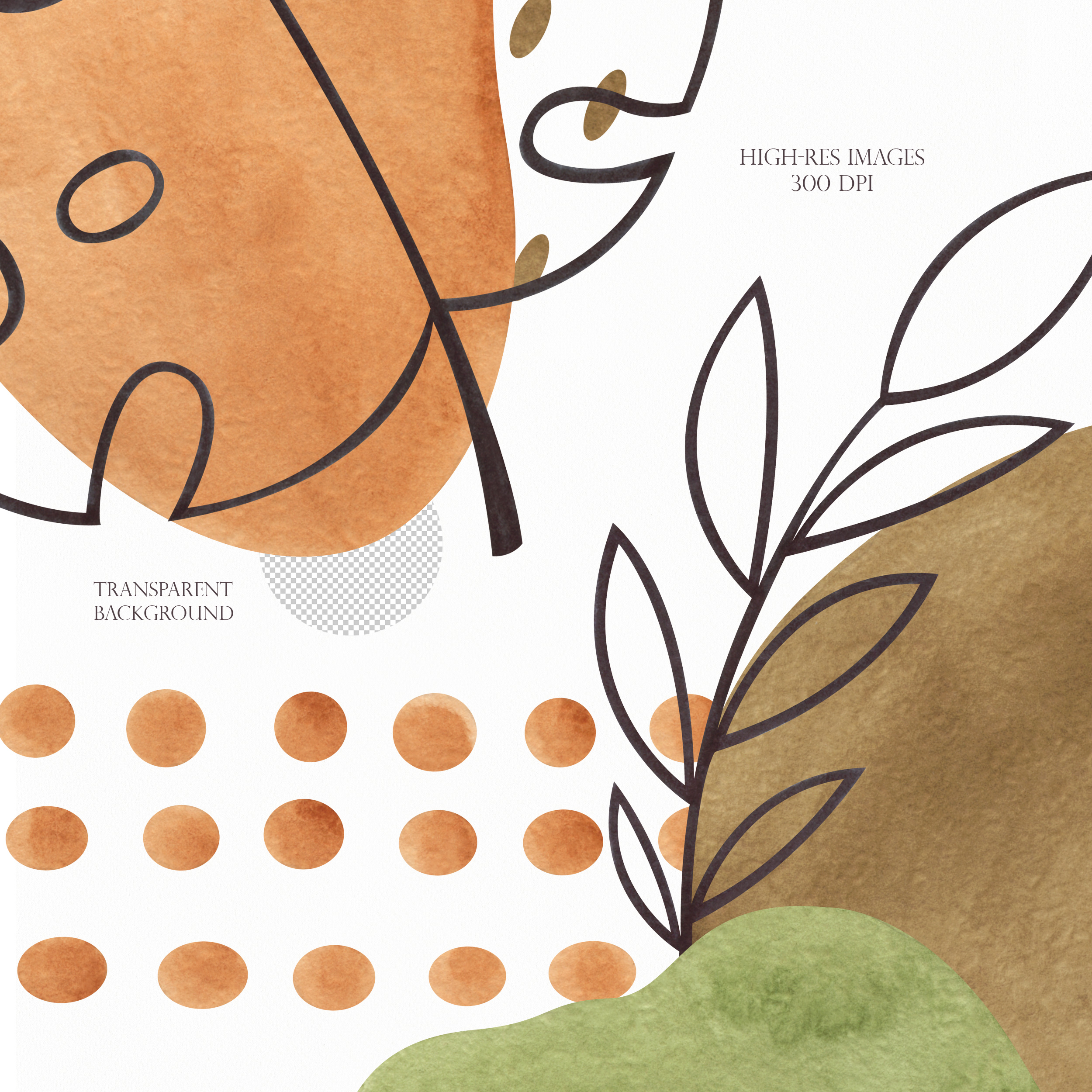 Watercolor modern abstract shapes clipart. Botanical compositions 4 Watercolor modern abstract shapes clipart. Botanical compositions - Image 4