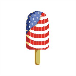 4th july cross stitch pattern, Popsicle independence day