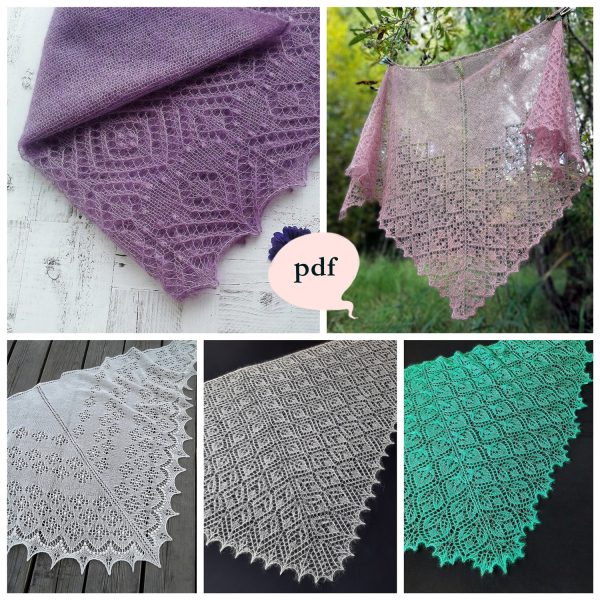 5 Lace Shawls Knitting Patterns Digital E-book