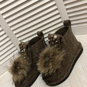 Winter fur boots Real fur Raccoon Socks Wool Sz39