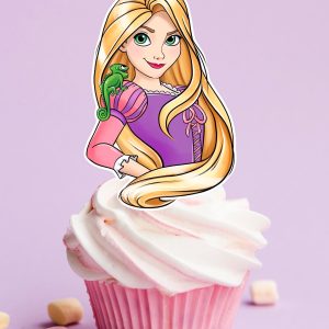 Cupcake topper, long hair princess, party decor, jpeg file