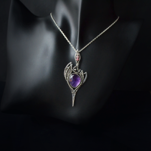 Amethyst necklace in 925 sterling silver Gothic Fantasy