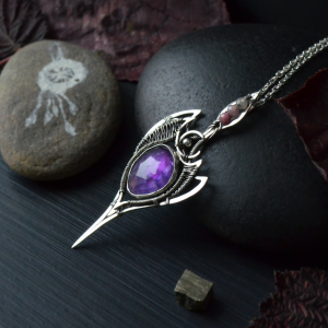 Amethyst necklace in 925 sterling silver Gothic Fantasy Inspired