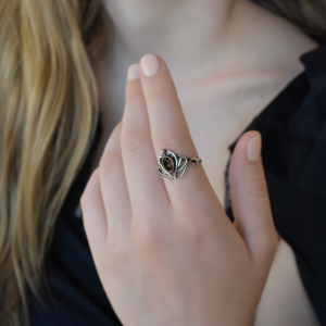 Elven engagement ring with gentle smoky quartz Fine gift for her
