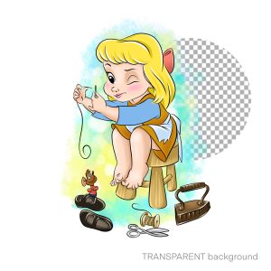 Baby princess with golden hairs, png sublimation design