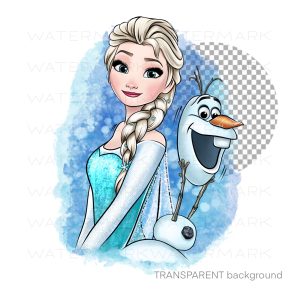 Princess and snowman, digital art illustration, png file