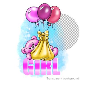 Gender party decor, postcard design, digital print