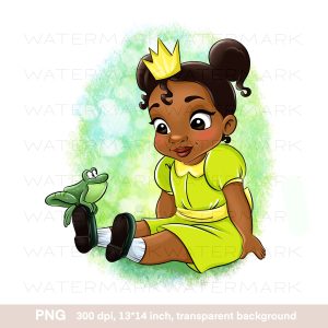 Cute little princess Princess and frog Sublimation design