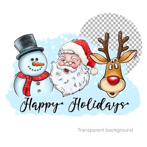 Happy Holidays, digital postcard, png digital illustration