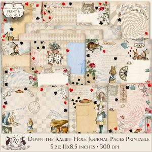 Alice in Wonderland Junk Journal Pages Printable