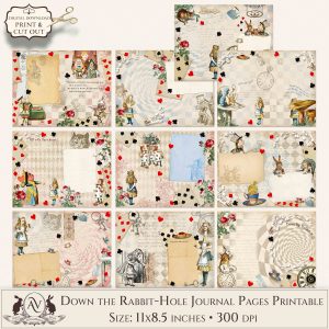 Alice in Wonderland Junk Journal Pages Printable