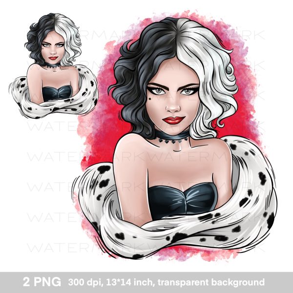 Bad girl with white-black hairs, sublimation printing