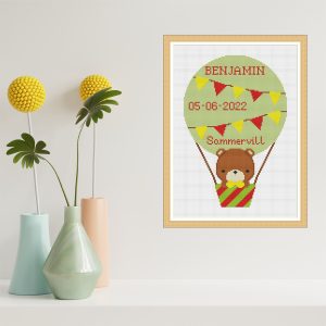 Birth Announcement Cross Stitch Pattern PDF Teddy Bear Gift DIY