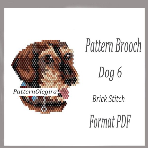 DOG 6 Brooch bead pattern PDF file