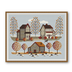 Cross Stitch Pattern Sampler Autumn Village 172