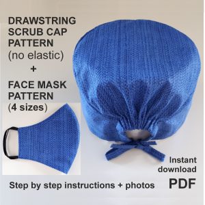 Drawstring scrub cap pattern