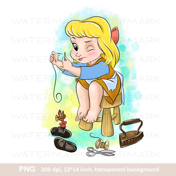 Baby princess with golden hairs, png sublimation design