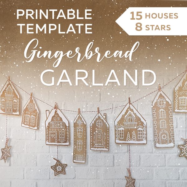 Christmas Garland Gingerbread Village Houses. Printable templates