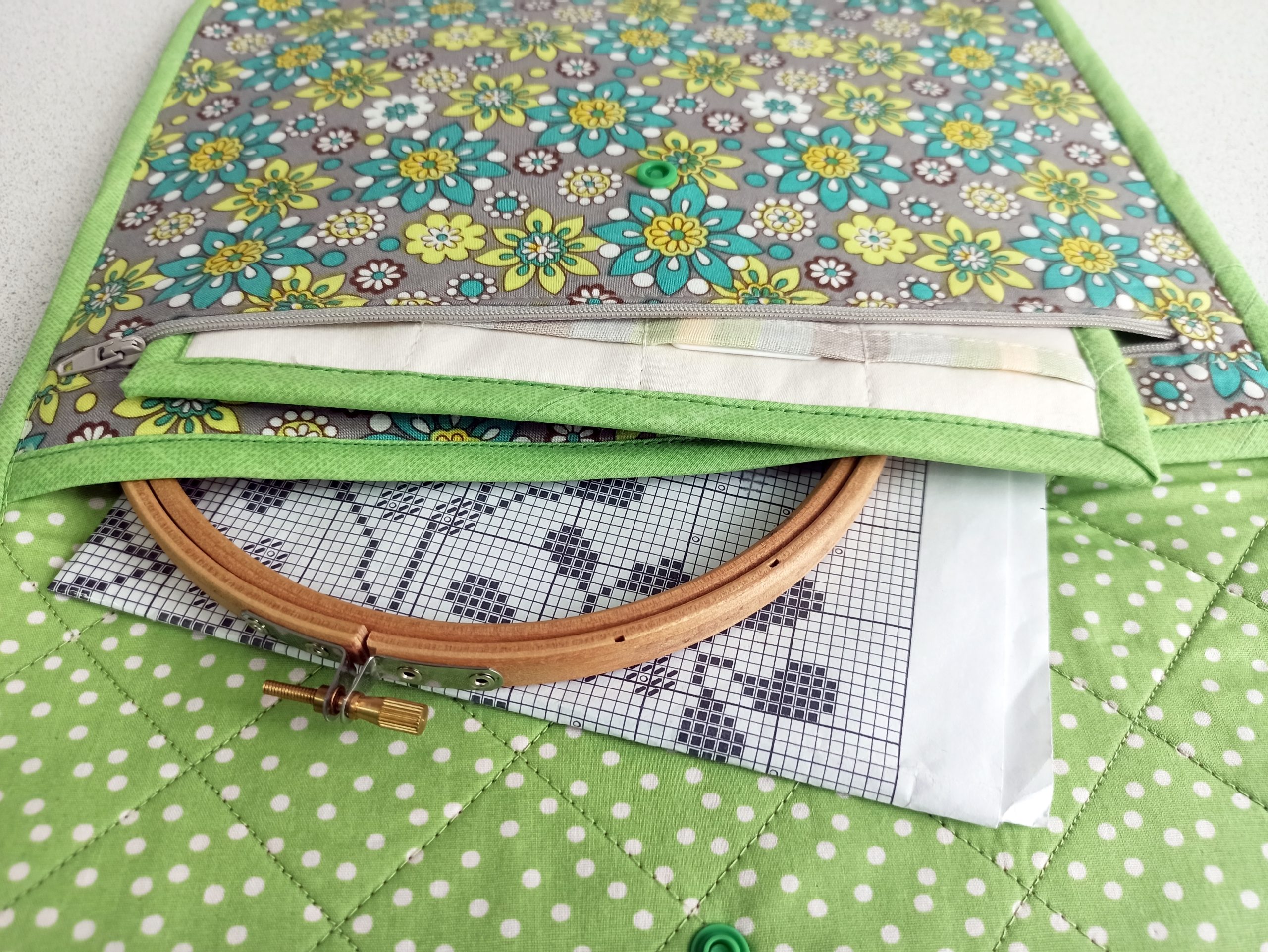 Cross Stitch Project Bag & Embroidery Floss Folder 28 pocket