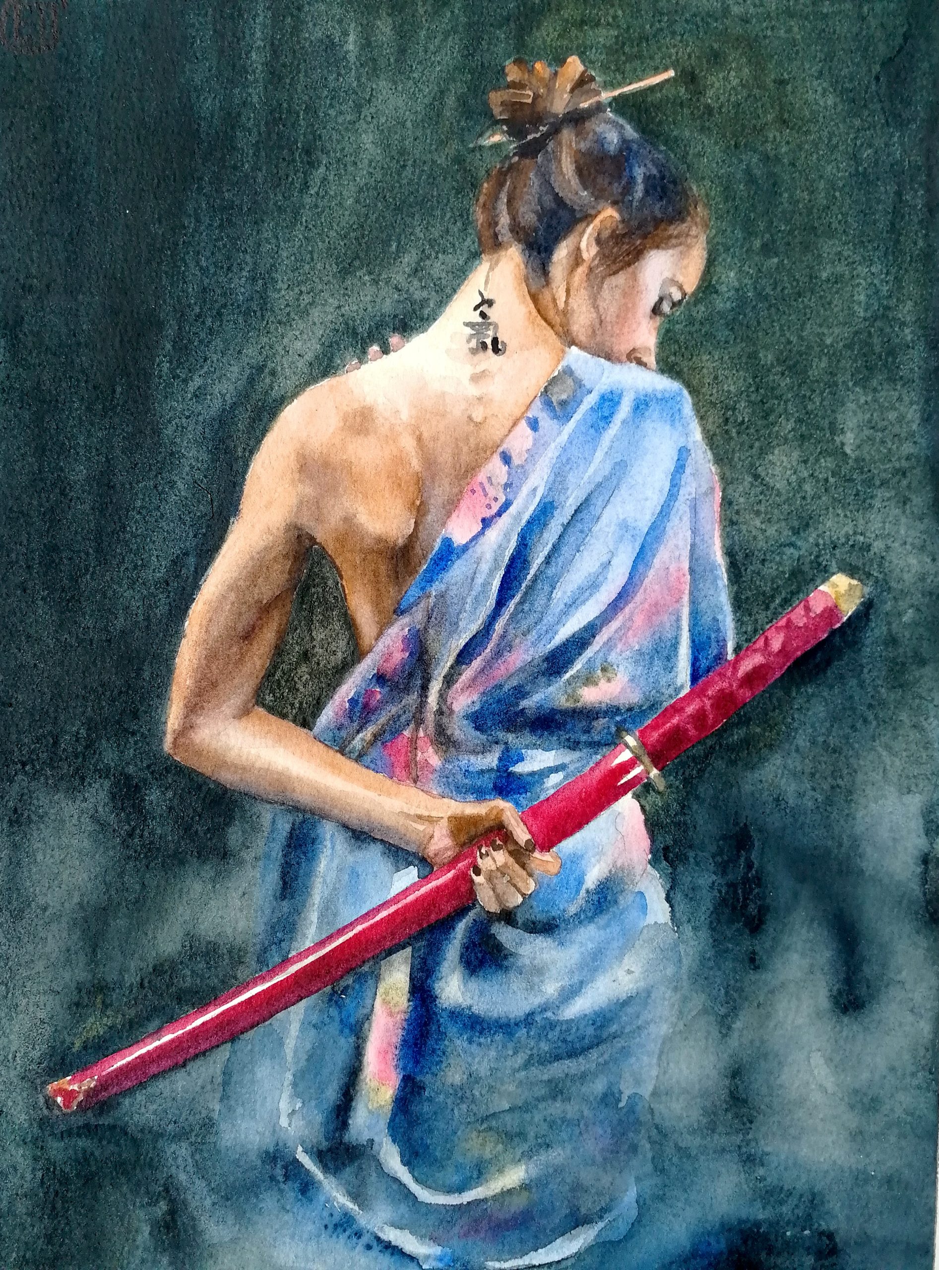 Japanese Painting Best Wall Art Geisha Watercolor Painting 1