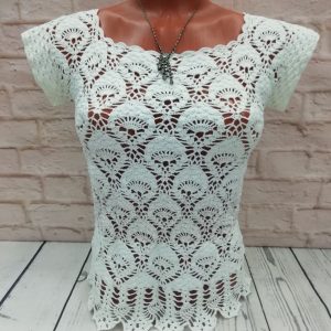 White crocheted blouse