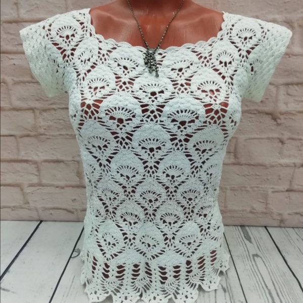 White crocheted blouse