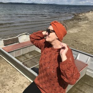 Women’s handmade sweater with openwork pattern. 100% wool.
