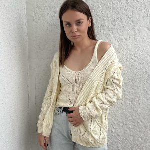 Delicate cotton set 2 in 1 for stylish ladies – cardi and top.