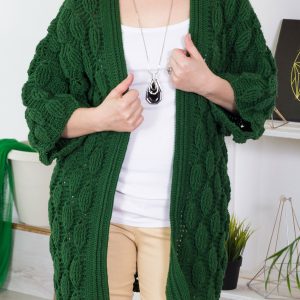 Textured oversized cardigan Leaves crochet pattern