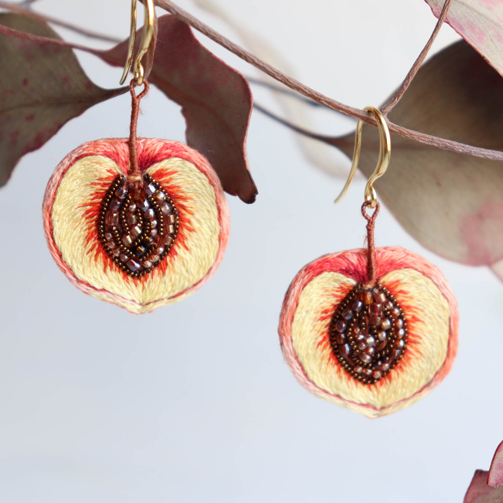 Peach Earrings Fruit Earrings Peach Dangle Earrings Peach 