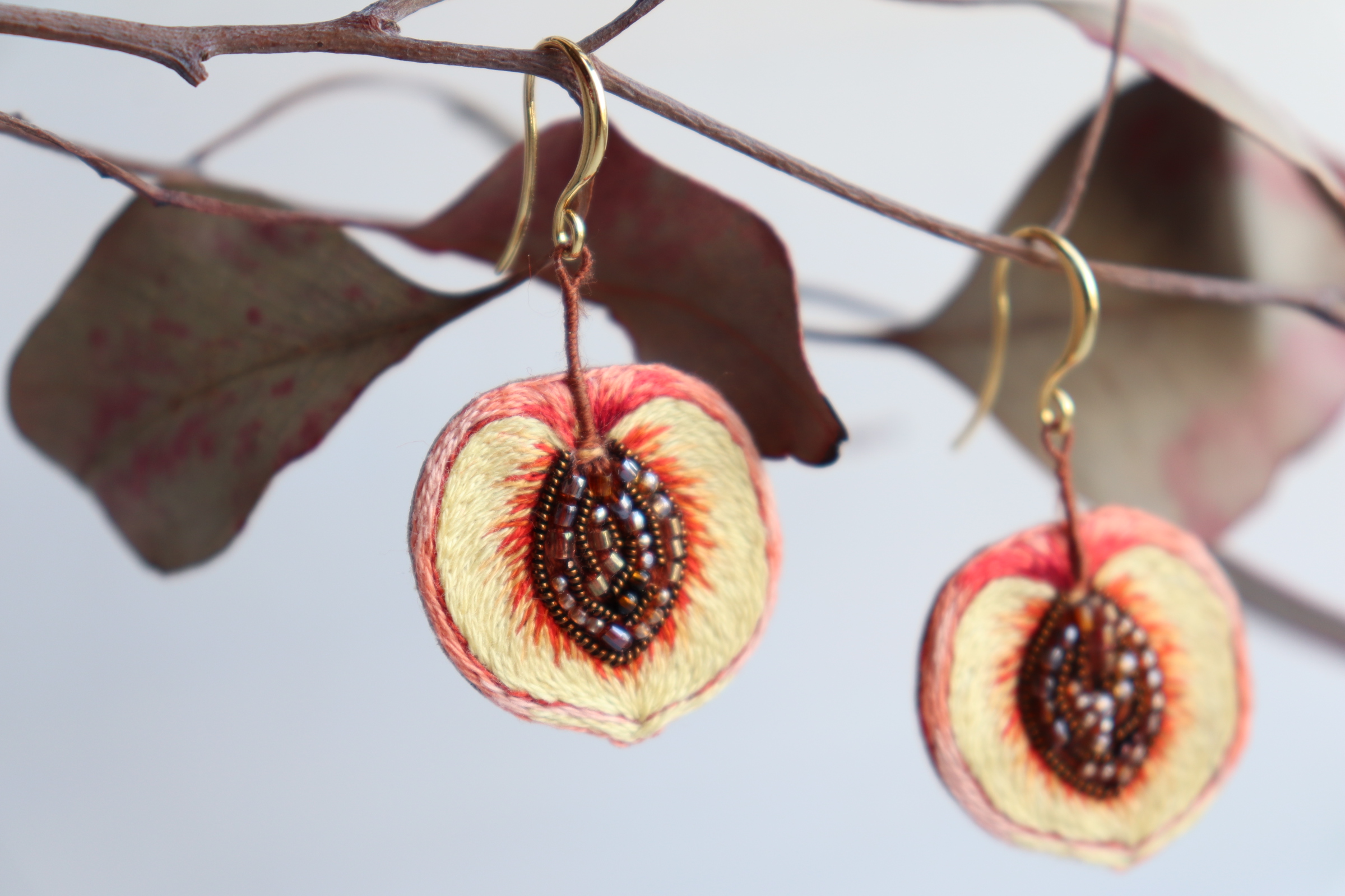 Peach Earrings Fruit Earrings Peach Dangle Earrings Peach 