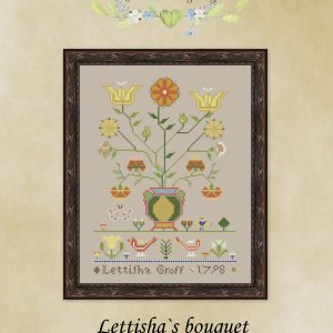 Lettisha`s bouquet primitive cross stitch pattern PDF download