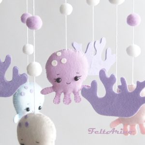 Octopus baby mobile, Felt baby mobile, Cot mobile