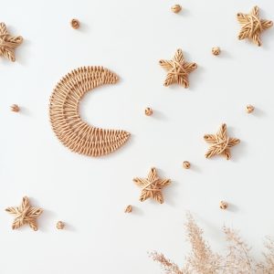 Wicker Wall Decor for Nursery – Moon and Stars