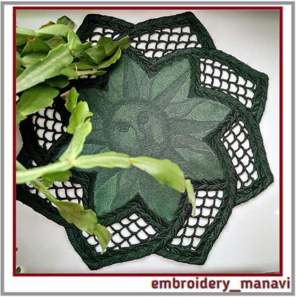 In the hoop embroidery Lace cutwork doily for home decor.