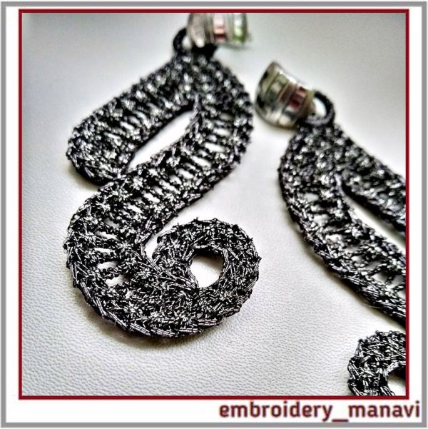 ITH Embroidery design FSL jewelry quirky earrings.